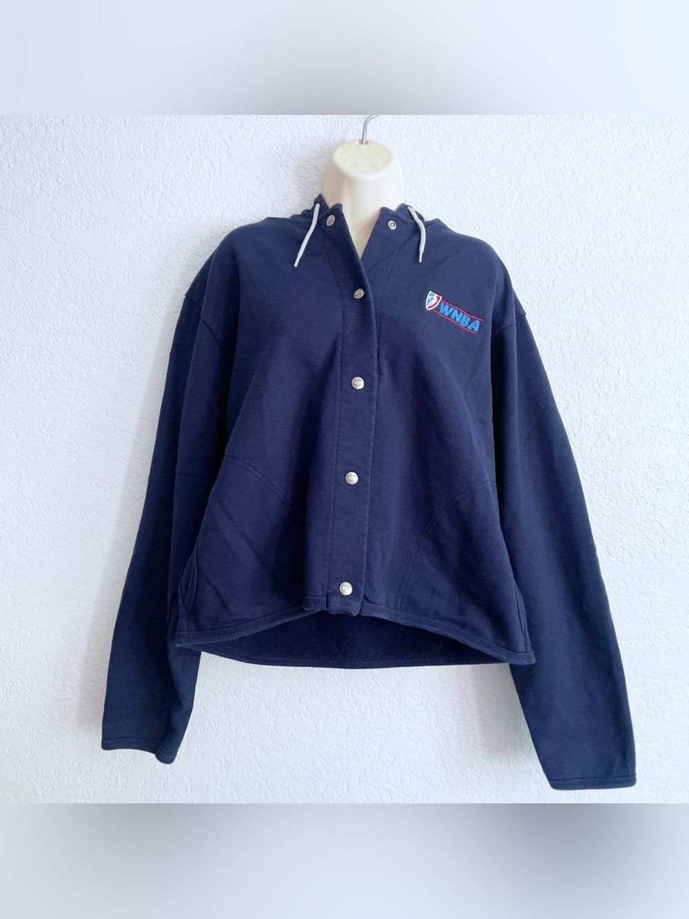 Champion WNBA Navy Blue Hooded Jacket Snap Front XL Basketball Sporty Pocket